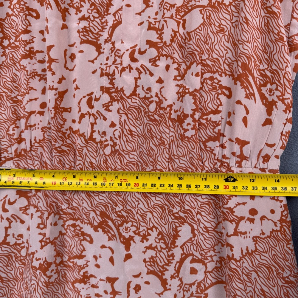 4C Anthropologie Orange Abstract Print Silk Sleeveless Mini Dress 4 4RS2SCF117 - Picture 4 of 8